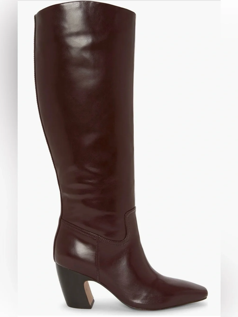 Vince Camuto Cristen  Leather Boot Wide Calf in Rich Mahogany